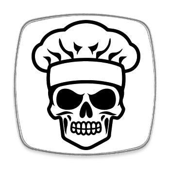 Koch Totenkopf - Viereckiger Kühlschrankmagnet - Weiß - Vorne