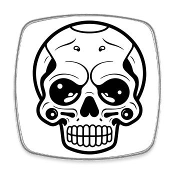 Symbole du squelette du crâne - Magnet carré - blanc - Devant