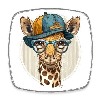 Fashionable Giraffe - Square fridge magnet - white - Front