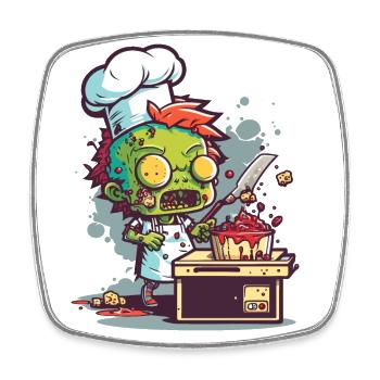Kochen mit den Untoten - Viereckiger Kühlschrankmagnet - Weiß - Vorne