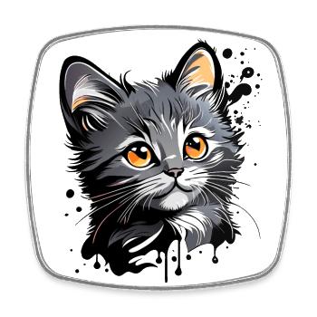 niedliches Kätzchen, Katze - Viereckiger Kühlschrankmagnet - Weiß - Vorne