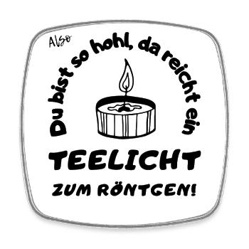 Teelicht zum röntgen. - Viereckiger Kühlschrankmagnet - Weiß - Vorne