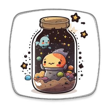 Cosmic Container - Square fridge magnet - white - Front