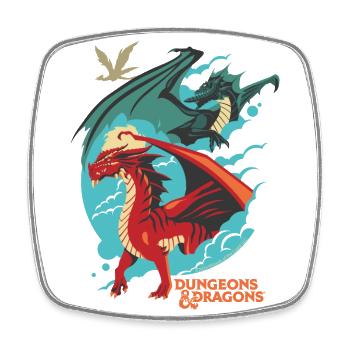 Dungeons And Dragons Green And Red Dragon - Square fridge magnet - white - Front