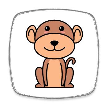 Monkey Comic Animal - Square fridge magnet - white - Front