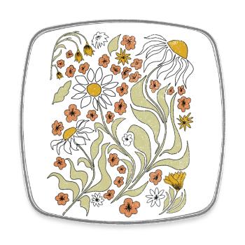 Boho Wildflower Damen T-Shirt, Vintage Wildflower - Viereckiger Kühlschrankmagnet - Weiß - Vorne