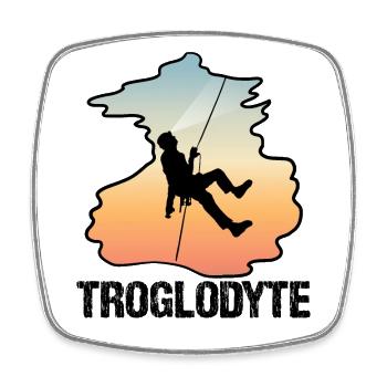 Troglodyte Funny Caving - Cave Explorer Speleology - Square fridge magnet - white - Front