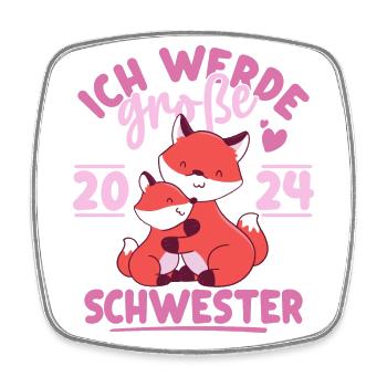Große Schwester 2024 Mädchen Geschwister Geschenk - Viereckiger Kühlschrankmagnet - Weiß - Vorne