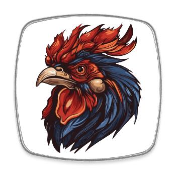 Portrait de coq - Magnet carré - blanc - Devant