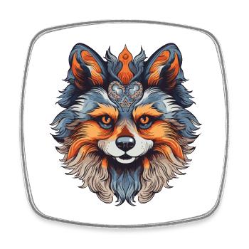Pomeranian Hund Portrait - Viereckiger Kühlschrankmagnet - Weiß - Vorne