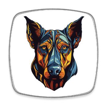 Doberman Dog Portrait - Square fridge magnet - white - Front