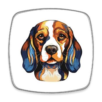Portrait de chien Beagle - Magnet carré - blanc - Devant