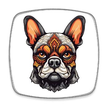French Bulldog Dog Portrait - Square fridge magnet - white - Front