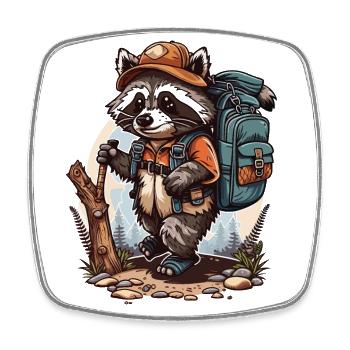 The Raccoons Hiking Adventures - Square fridge magnet - white - Front