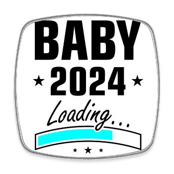 Baby 2024 Loading - Square fridge magnet - white - Front