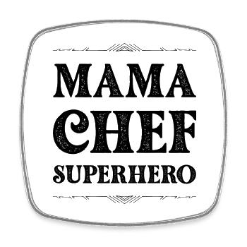 Mama Chef Superheld Mutter - Viereckiger Kühlschrankmagnet - Weiß - Vorne