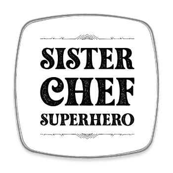 Sister Superhero - Square fridge magnet - white - Front