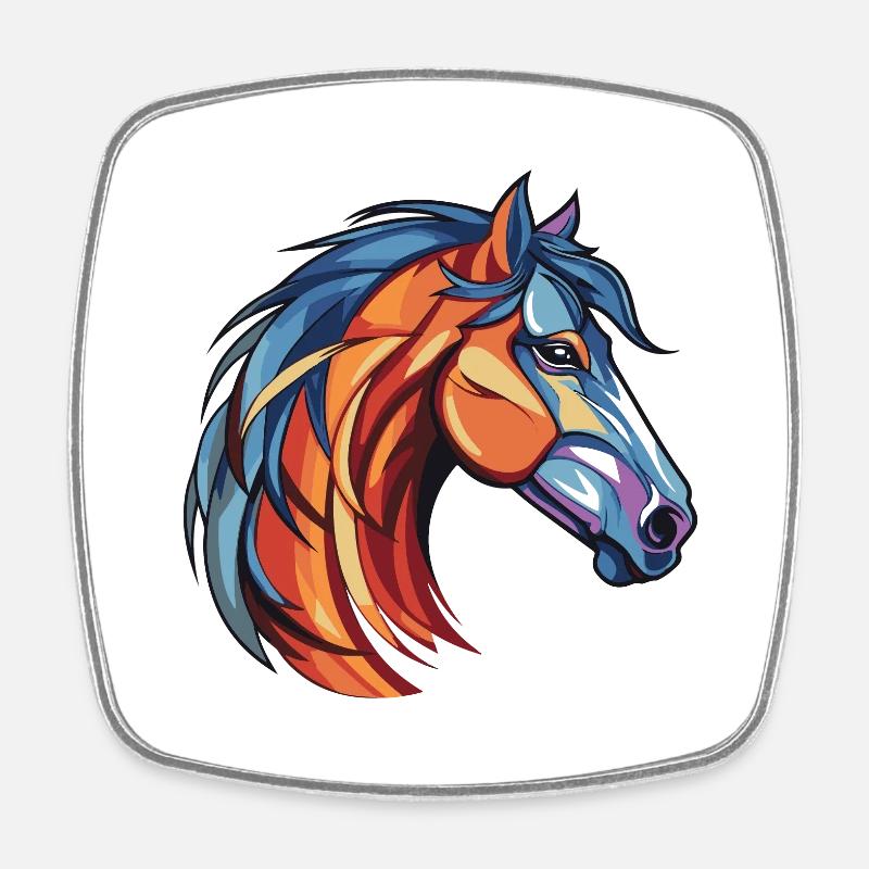 Tête de cheval - Magnet carré - blanc