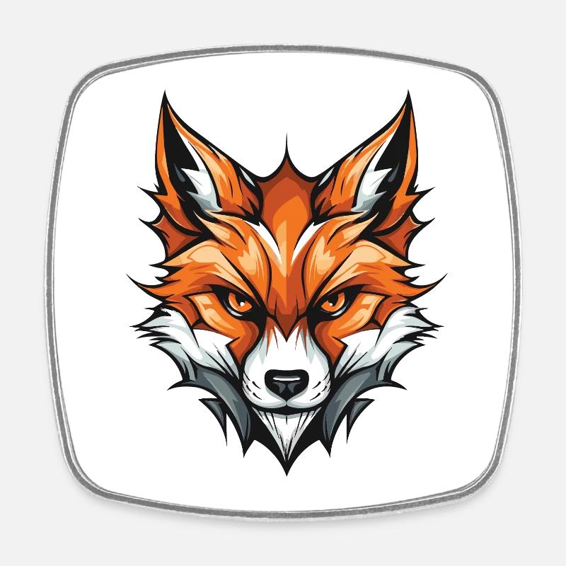 Fuchs Kopf - Viereckiger Kühlschrankmagnet - Weiß