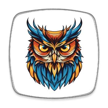 Owl Portrait - Square fridge magnet - white - Front