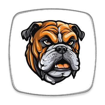 Tête de chien bouledogue - Magnet carré - blanc - Devant
