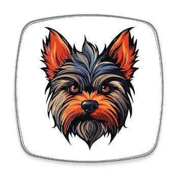 Yorkshire Terrier Dog Head - Square fridge magnet - white - Front
