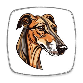 Greyhound Hund Kopf - Viereckiger Kühlschrankmagnet - Weiß - Vorne