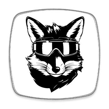 Ski Fuchs - Viereckiger Kühlschrankmagnet - Weiß - Vorne