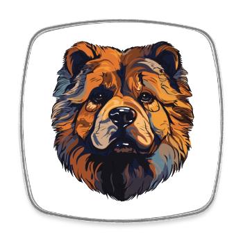 Chow Chow Hund Kopf - Viereckiger Kühlschrankmagnet - Weiß - Vorne