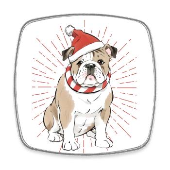 Bulldog Merry Christmas Dog Dogs - Square fridge magnet - white - Front