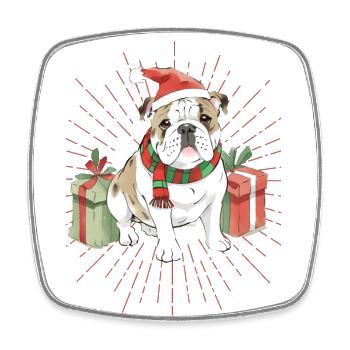 Bulldog Merry Christmas Dog Dogs - Square fridge magnet - white - Front