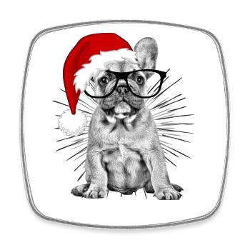 french Bulldog Christmas Dog Dogs - Square fridge magnet - white - Front
