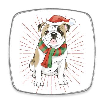 Bulldogge Frohe Weihnachten Hund Hunde - Viereckiger Kühlschrankmagnet - Weiß - Vorne