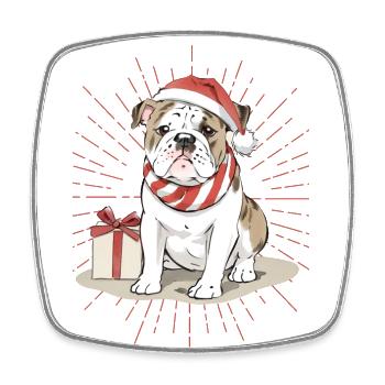 Bulldogge Frohe Weihnachten Hund Hunde - Viereckiger Kühlschrankmagnet - Weiß - Vorne