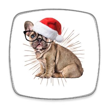 Bouledogue français Chien de Noël Chiens - Magnet carré - blanc - Devant