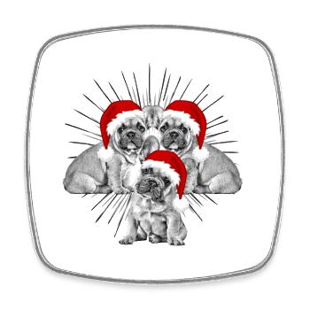 french Bulldog Christmas Dog Dogs - Square fridge magnet - white - Front