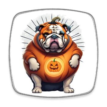 Bulldogge Halloween Hund HUNDE - Viereckiger Kühlschrankmagnet - Weiß - Vorne