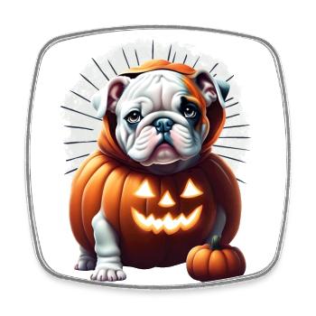 Bulldogge Halloween Hund HUNDE - Viereckiger Kühlschrankmagnet - Weiß - Vorne