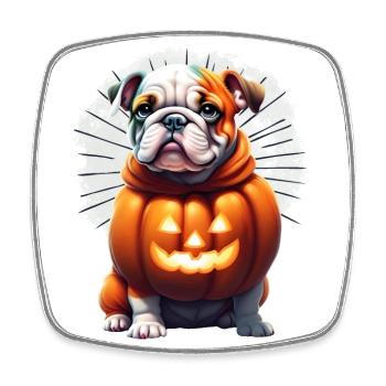 Bulldogge Halloween Hund HUNDE - Viereckiger Kühlschrankmagnet - Weiß - Vorne