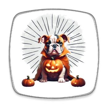 Bulldogge Halloween Hund HUNDE - Viereckiger Kühlschrankmagnet - Weiß - Vorne