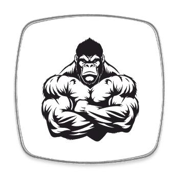 Gorilla Muscles Gymnase d’entraînement - Magnet carré - blanc - Devant