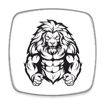 Gymnase d’entraînement Lion Muscles - Magnet carré - blanc - Devant
