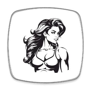 Femme Muscles Workout Gym - Magnet carré - blanc - Devant