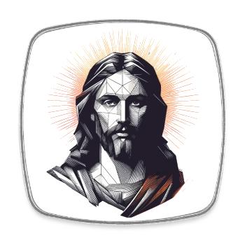 Jesus Vektor Polygon Christus Kopf Religion - Viereckiger Kühlschrankmagnet - Weiß - Vorne