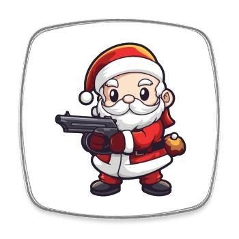 Weihnachtsmann Pistole Comic Weihnachten - Viereckiger Kühlschrankmagnet - Weiß - Vorne