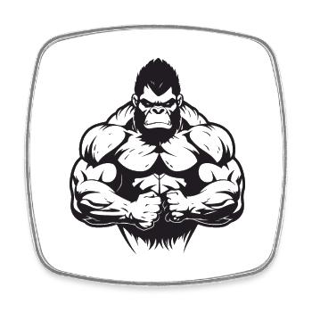 Gorilla Bodybuilding Muskeln - Viereckiger Kühlschrankmagnet - Weiß - Vorne