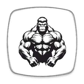Gorilla Muscles Gymnase d’entraînement - Magnet carré - blanc - Devant