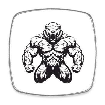 Ours Grizzly Musculation Muscles - Magnet carré - blanc - Devant
