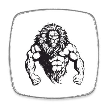 Muscles Lion Musculation - Magnet carré - blanc - Devant