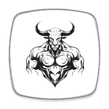 Bull Bull Musculation Muscles - Magnet carré - blanc - Devant